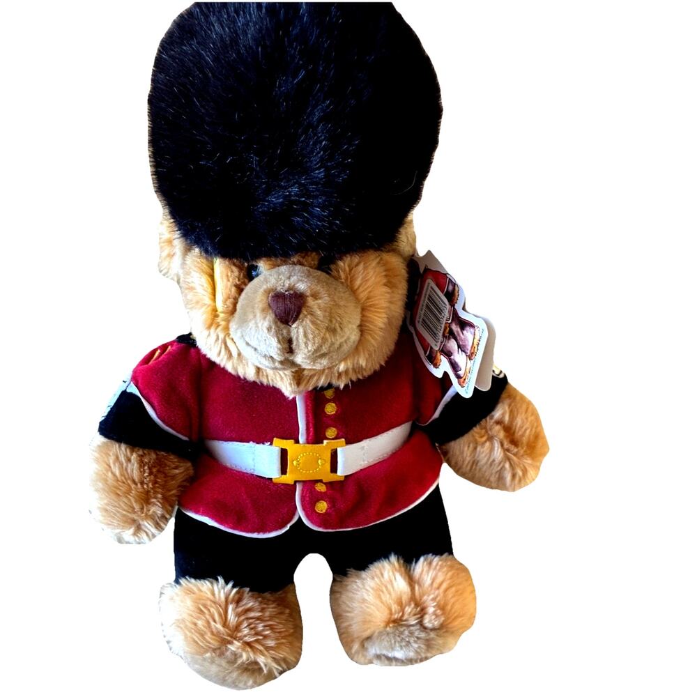 Queens Guardsman Bear Stuffed Animal British Palace London Fuzzy Union Jack Flag